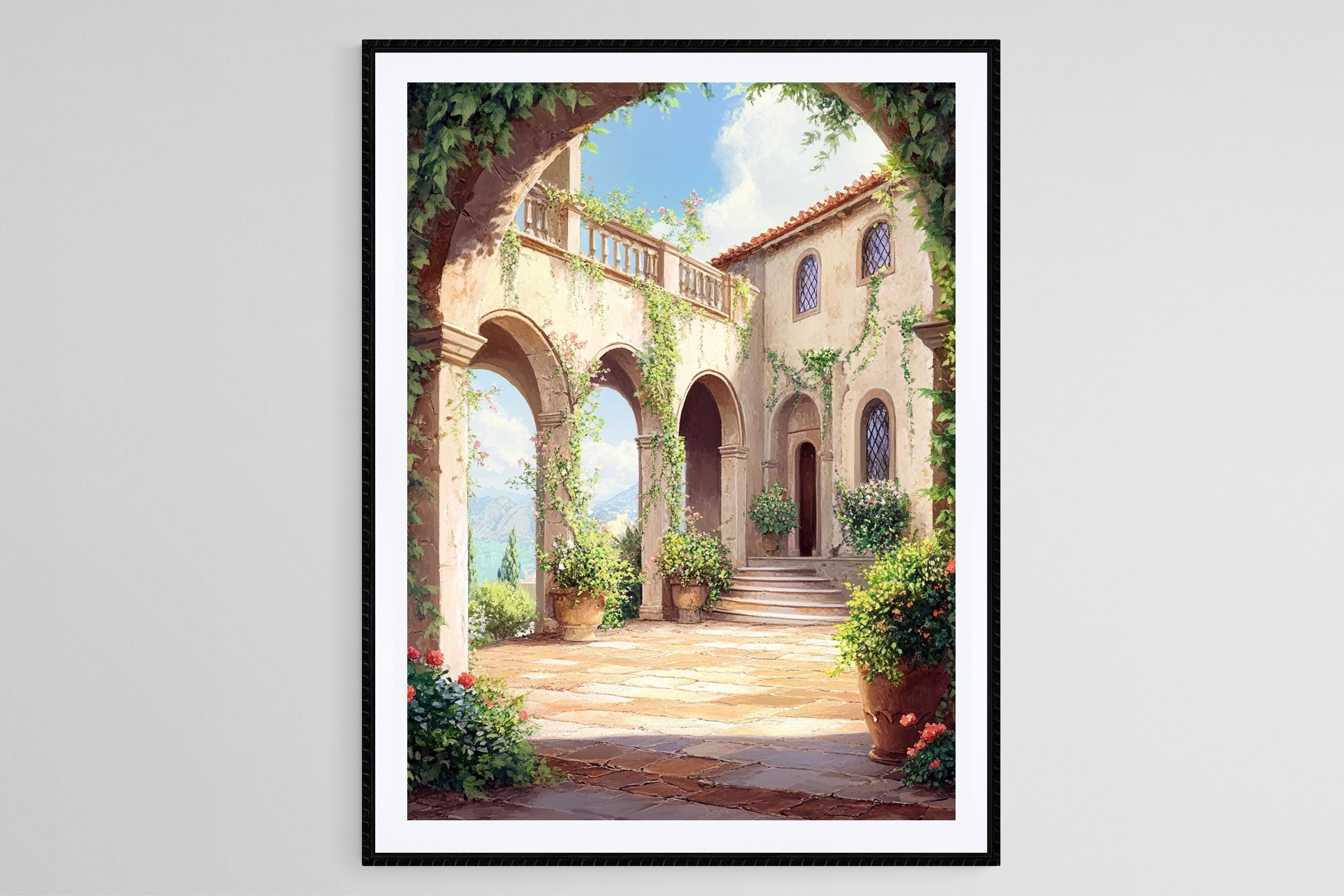 Italian Villa Fresco Art Print, Arches and Ivy-covered Walls - Etsy