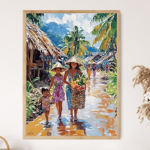 Rustic Filipino Village Scene, Artistic Print, Cultural Home Decoration, Thoughtful Heritage Gift