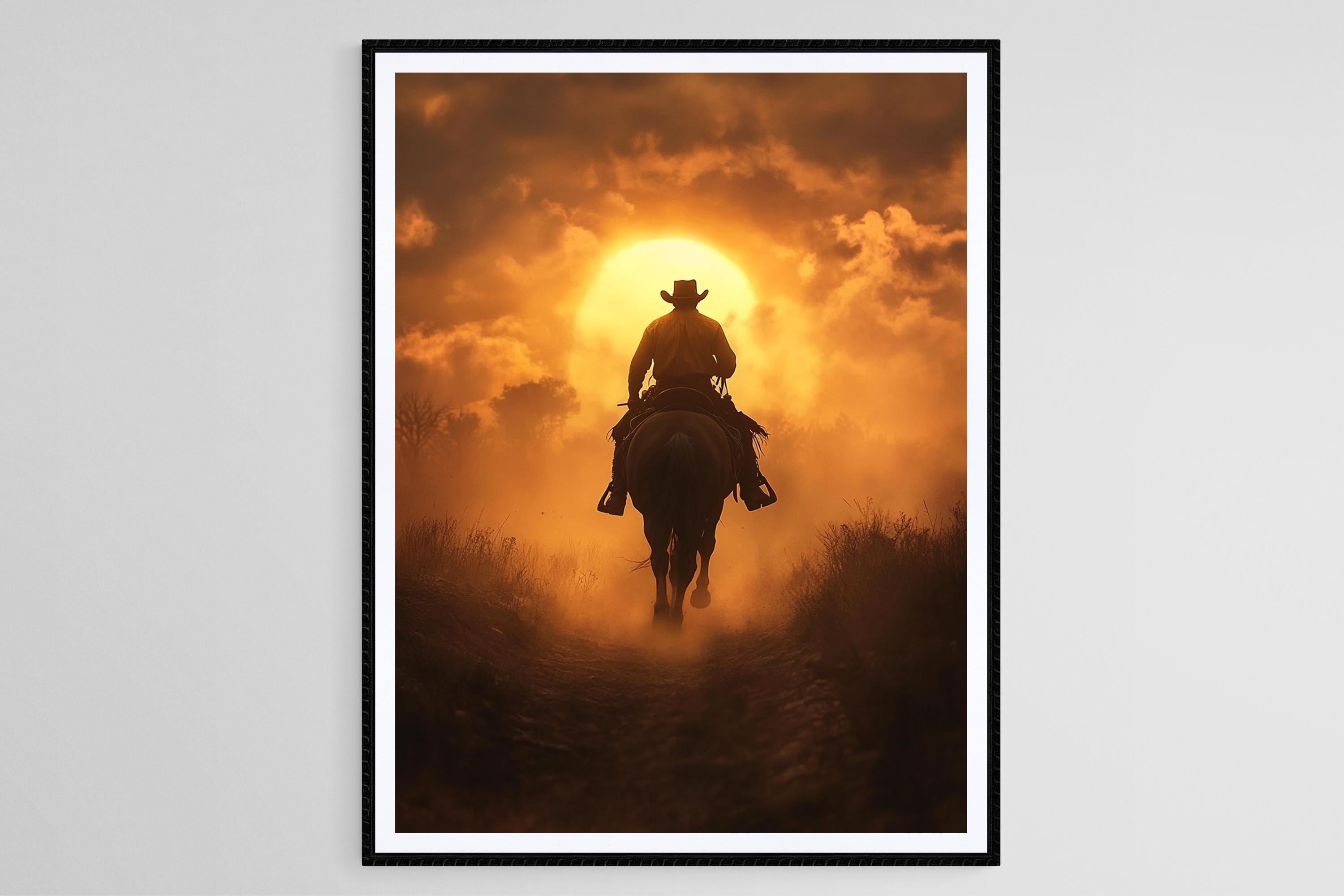 【真作】絵画　油彩　夕暮れのカウボーイと馬　牧場風景　ウエスタンアート　Y183 真作】絵画 油彩 夕暮れのカウボーイと馬 牧場風景 ウエスタンアート