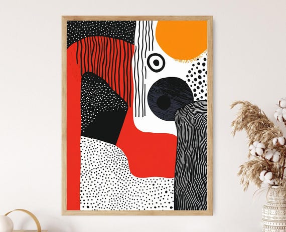 Marimekko Abstract Wall Art Illustration, Finnish Modern Design