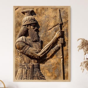 Sumerian Warrior with Spear, Mesopotamian Battle Art Print