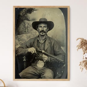 Impresión fotográfica vintage de Wyatt Earp, arte histórico de vaqueros del Viejo Oeste