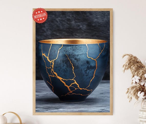 金継ぎアートプリント：金でできた陶器の修復、日本の文化装飾 - Etsy 日本