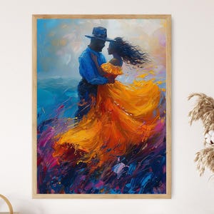 Vibrant Bomba and Plena Dance Painting, Traditional Puerto Rican Dance Art