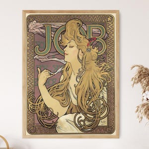 Alphonse Mucha Print, Job 1896 Art Print, Vintage Decorative Wall Art, Art Nouveau Poster, Classic Home Decor, Gift Idea