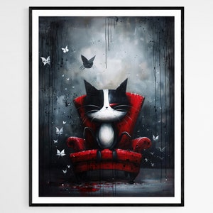 Impresión de bellas artes de gato mágico para niños, decoración de dormitorio de ensueño, regalo inspirador para niños