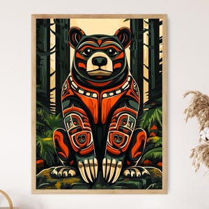 Haida Bear Totem Print - Rainforest Formline Art