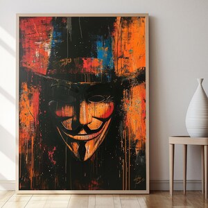 Anonym mask-affisch: Dystopisk cyberpunk-väggkonst bild 5