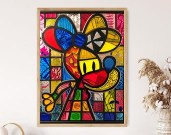 Vibrant Pop Art Character Illustration, Colorful Abstract Art Print