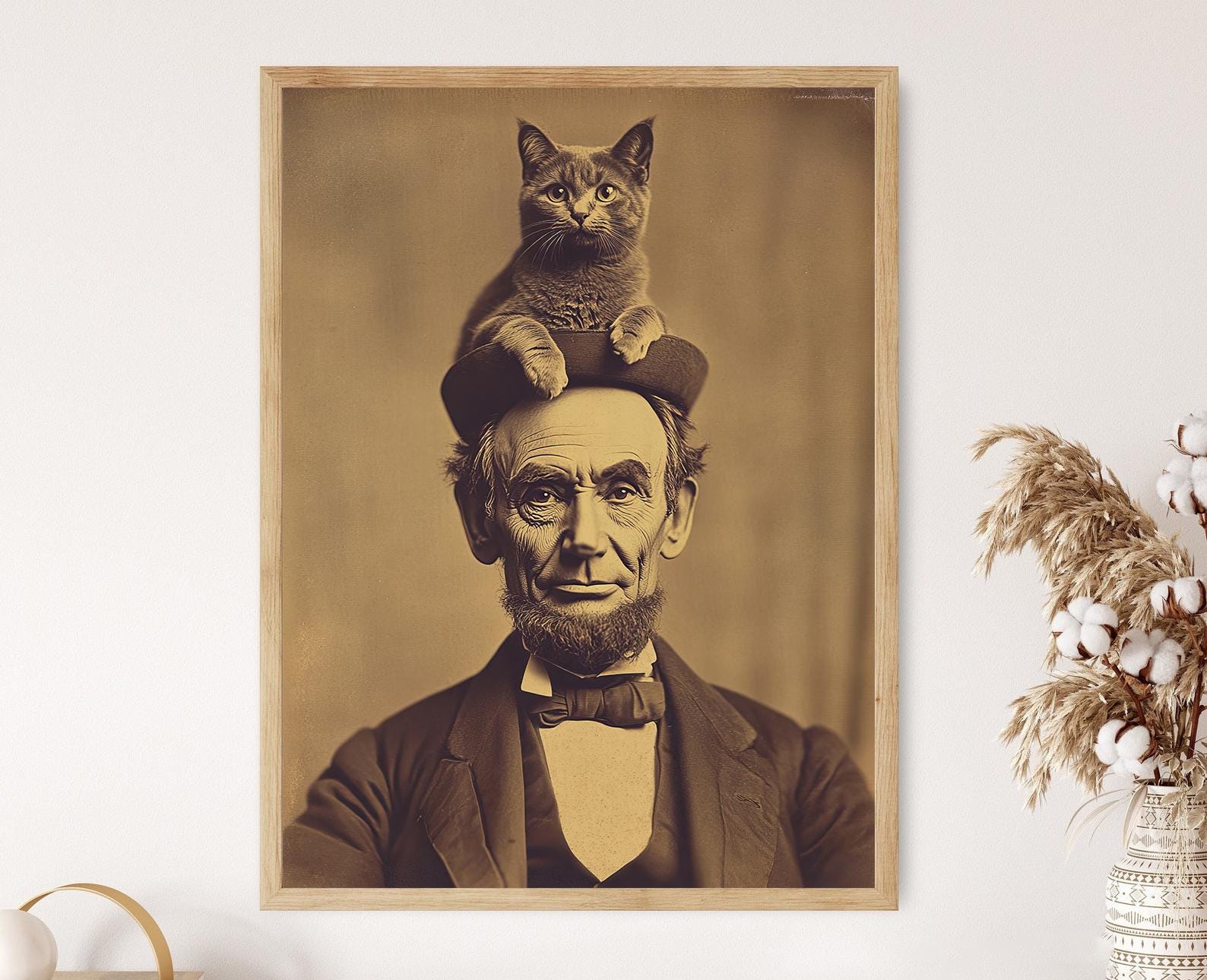 エイブラハム・リンカーンと猫、風変わりな歴史的装飾、ユニークな
