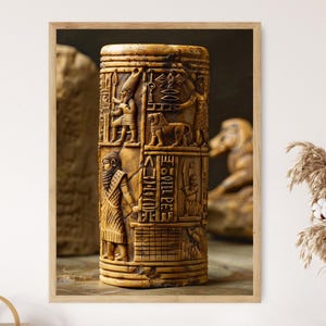 Babylonian Cylinder Seals Print, Cuneiform Writing, Ancient Artifacts, Mesopotamian Symbols