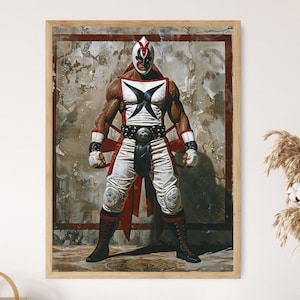 Mexikanisches Lucha Libre Poster, auffällige Wrestler Illustrationen, mutige Büro Kunst, Geschenk für Wrestling-Enthusiasten