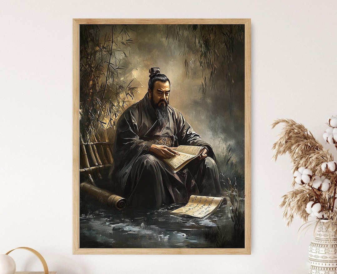 孔子の肖像画アートプリント、古代中国の哲学者、伝統的な学者の壁装飾