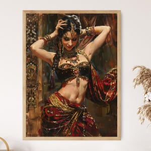 Belly Dance Illustration, Vibrant Artistic Print for Dance Studio Decor, Unique Gift for Belly Dancers