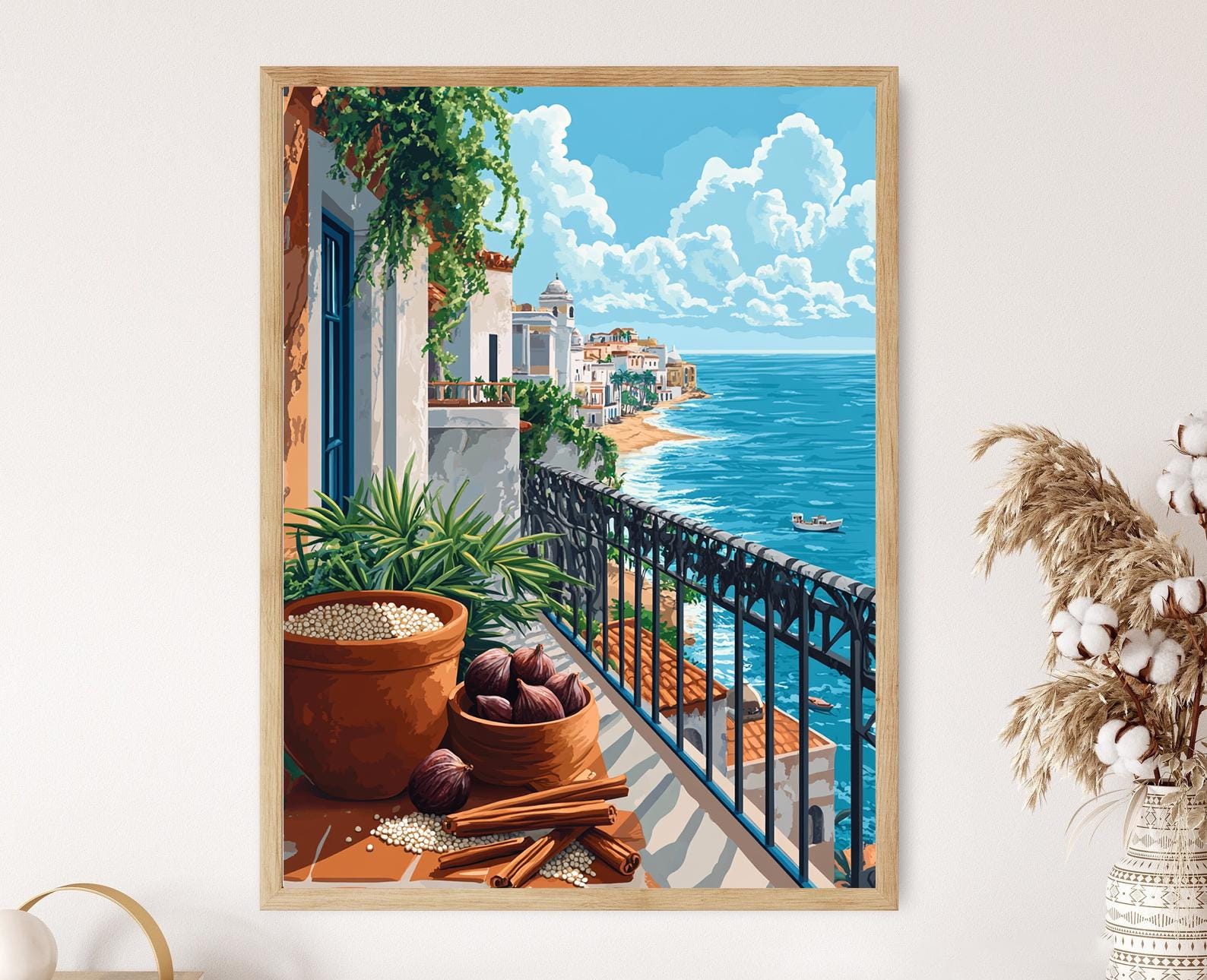 カサブランカのバルコニーバスケットの絵画、クスクスシナモンの
