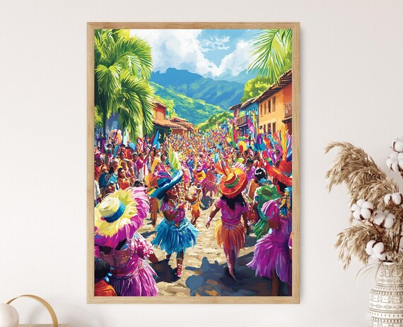 La Ceiba Carnival Art Print, Honduras Festival Illustration - Etsy