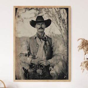 Impresión vintage del retrato de Wyatt Earp, el icónico agente de la ley del Salvaje Oeste
