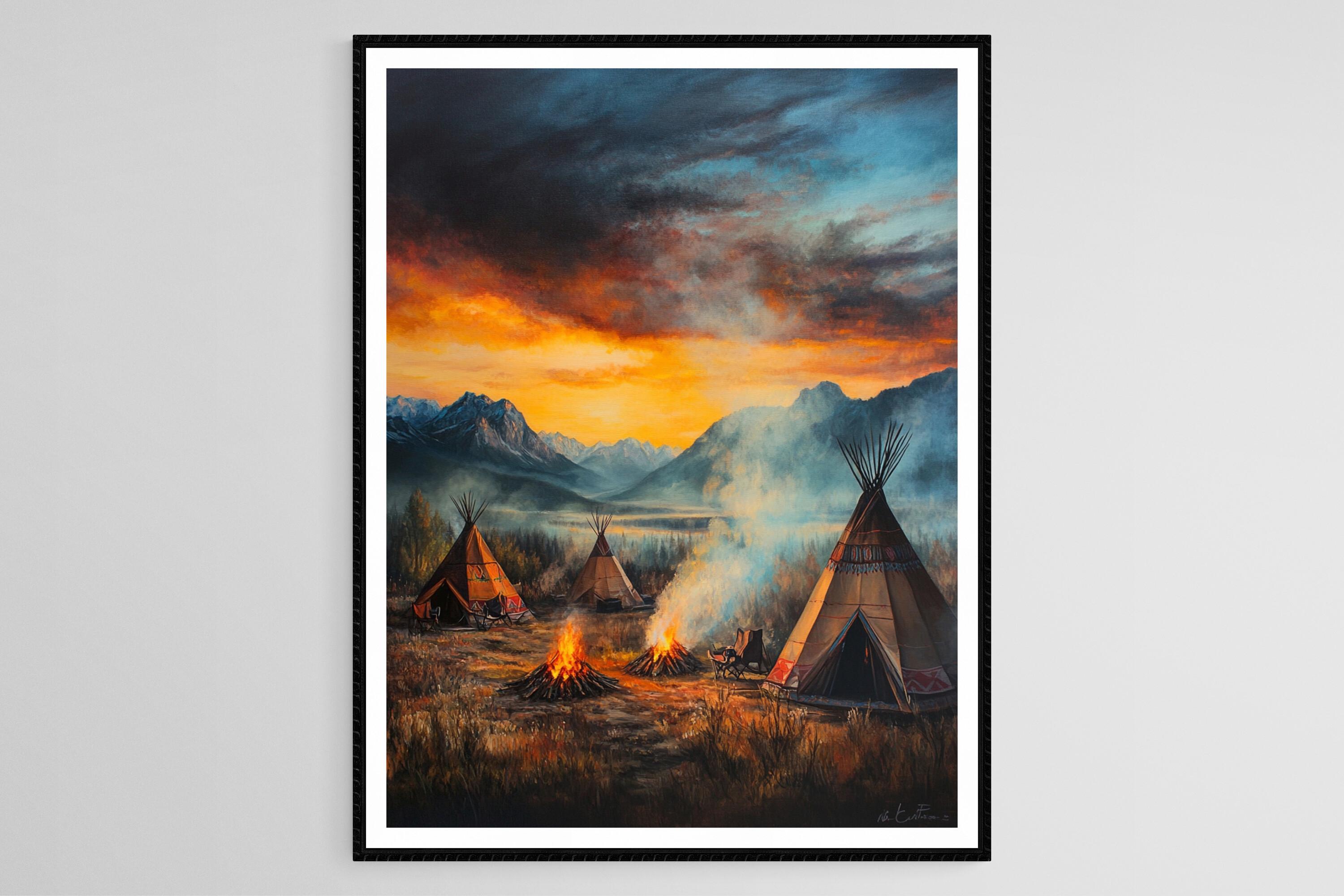 Nez Perce Tipi Sunset Art Print: Native American Nimipular - Etsy