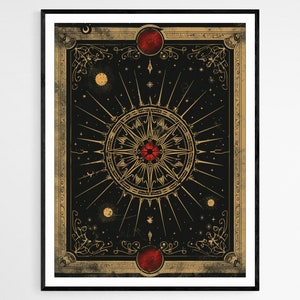 Impresión divina de la pared de la carta del tarot, decoración artística etérea, adorno de esquina pacífica, regalo entusiasta de la nueva era