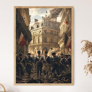 French Revolution 1848 National Guard Art Print, Historic Paris Battle Scene, 19th Century Wall Decor