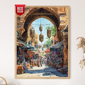 Beirut Souk Marketplace Art Print, Lebanese Cultural Decor Poster