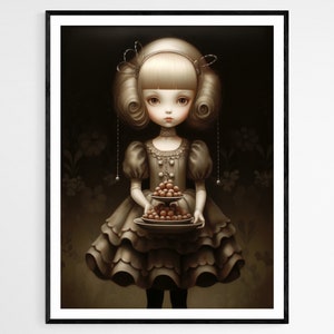 Chocolate Girl Fine Art Print - Elegante cartel de arte de pared - Regalo de decoración del hogar para los amantes del chocolate