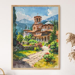 Bulgarian Rila Monastery Landscape Art -Cultural Wall Decor & Gift Idea