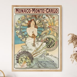 モナコ モンテカルロ、1896 年、アルフォンス ミュシャの版画