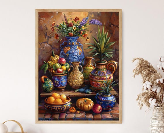 本物のプエルトリコ陶器の絵画、鮮やかな陶芸アートプリント - Etsy 日本