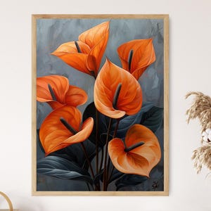 Aquarelle anthurium, art mural floral tropical