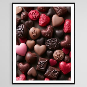 Hearts of Chocolate Art Print, Delicious Dessert Decor