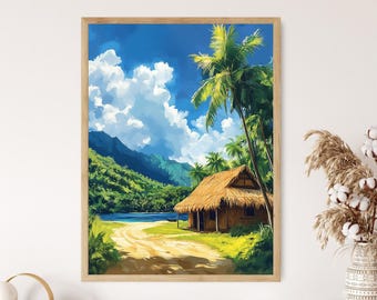 Filipino Nipa Hut Illustration, Traditional Bahay Kubo Print