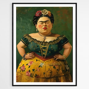 Frida Kahlo grassa / Stampa artistica umoristica Body Positive