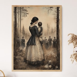 Hester Prynne with the Scarlet Letter Art Print, Literary Heritage Decor Poster