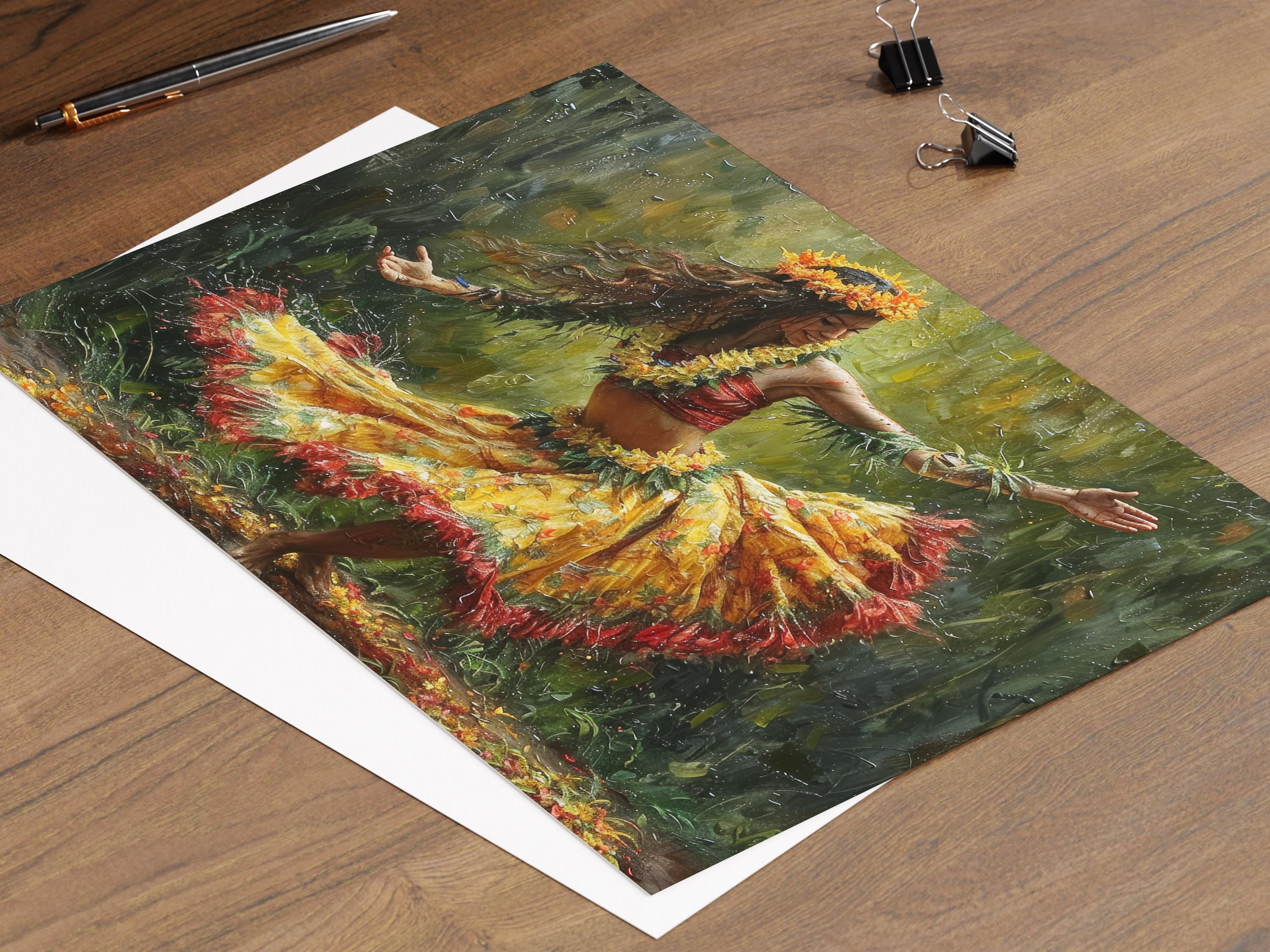 ハワイの伝統の優美さをとらえた、優美なフラダンスアート - Etsy 日本