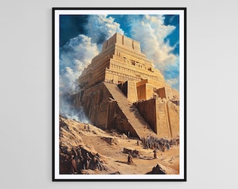 Babylonian Ziggurat Art Print, Grand Stepped Terraces and Ancient