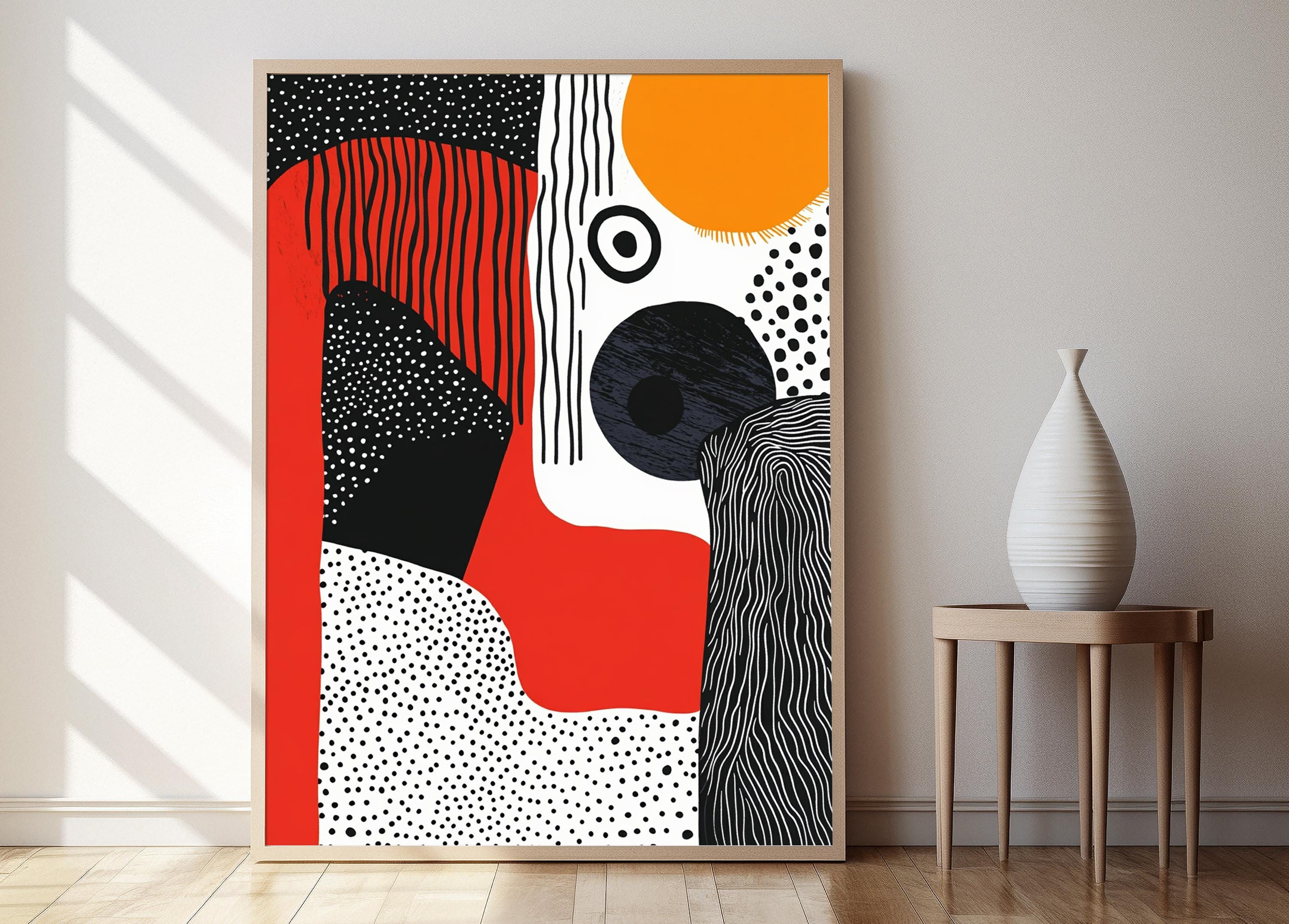Marimekko Abstract Wall Art Illustration, Finnish Modern Design