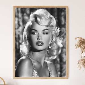 Jayne Mansfield Photography Print, Iconic Hollywood Star, Elegant Wall Art, Perfect Collectible Gift