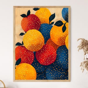 Yayoi Kusama Oranges, Colorful Fall Decor, Abstract Orange Painting, Autumn Wall Art, Contemporary Halloween Decor