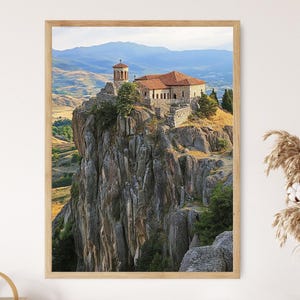 Stampa artistica del monastero di Treskavec, Prilep, Macedonia, affreschi bizantini