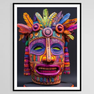 Bunter Vejigante Maske Kunstdruck, puertoricanische Folklore Illustration