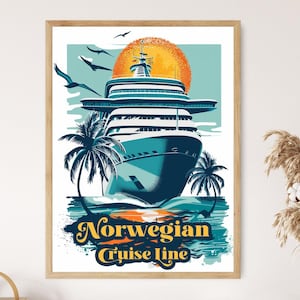 Norwegian Cruise Line Poster, Vintage Travel Art, Perfect Wall Decor, Unique Bon Voyage Gift
