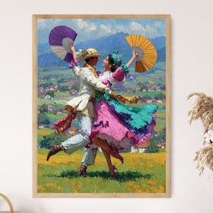 El Güegüense Folk Dance Print, Festive Dancers Art Print, Traditional Nicaraguan Costumes Artwork