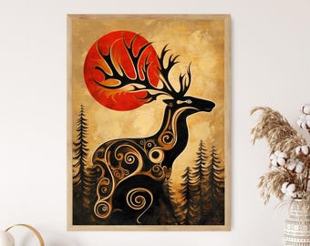 Haida Elk Art Print, Nobility and Grace, Indigenous Wildlife
