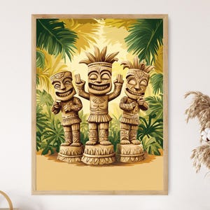 Dancing Tiki Statues Art Print