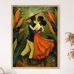 Bomba and Plena Dance, Traditional Puerto Rican Dance Couple Art Print