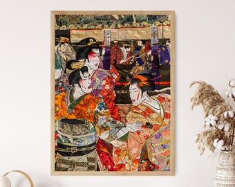 歌舞伎の日本画：手作りの舞台美術の壁装飾 - Etsy 日本