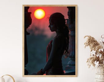 Indian Woman Saree Art Print: Traditional Elegance Home Decor