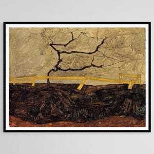 Bare Tree behind a Fence, 1912, Egon Schiele Art Print
