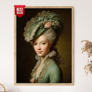 Marie Antoinette Illustration: Rococo Portrait, French Royal Poster